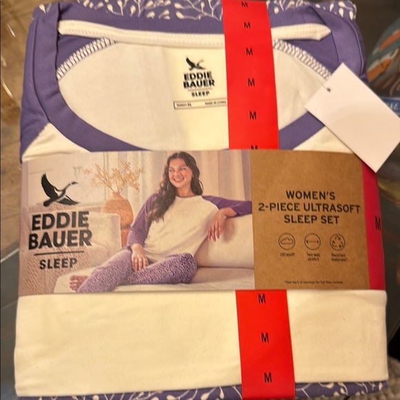 NWT Eddie Bauer Purple and Cream Pajama Set size medium - Picture 4 of 7